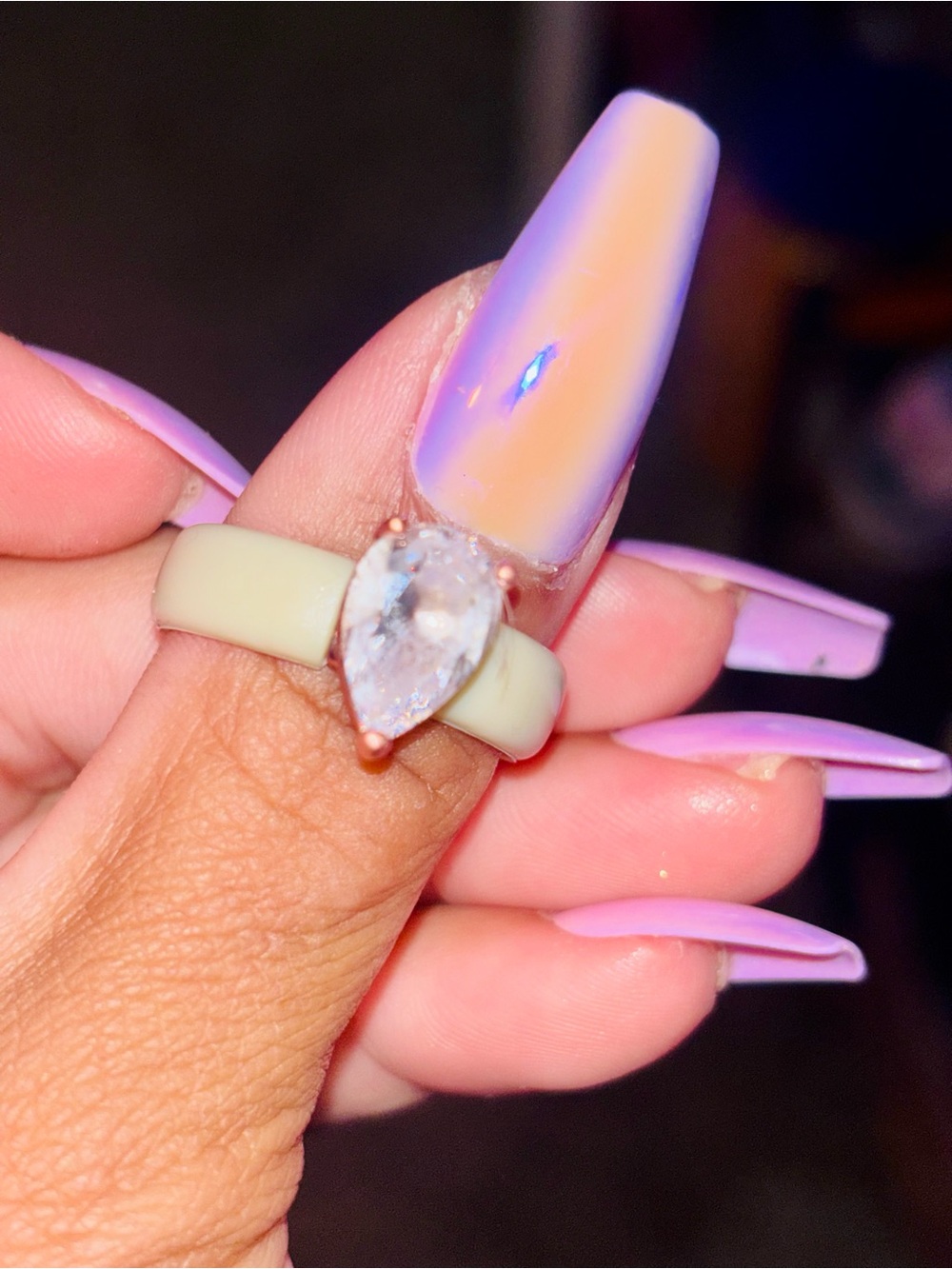 Rose Teardrop Gemstone Ring - Unbranded View 4